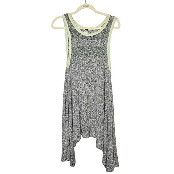 We The Free By Free People‎ Gray & Green Open Knit Asymmetrical Dress Size L - Picture 1 of 9